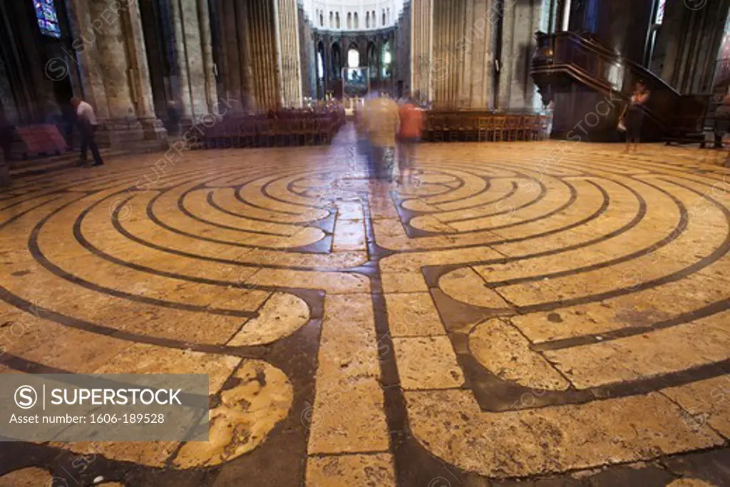 France, Eure-et-Loire, Chartres, Chartres Cathedral, The Labyrinth Symbolizing the Path from Earth Towards God