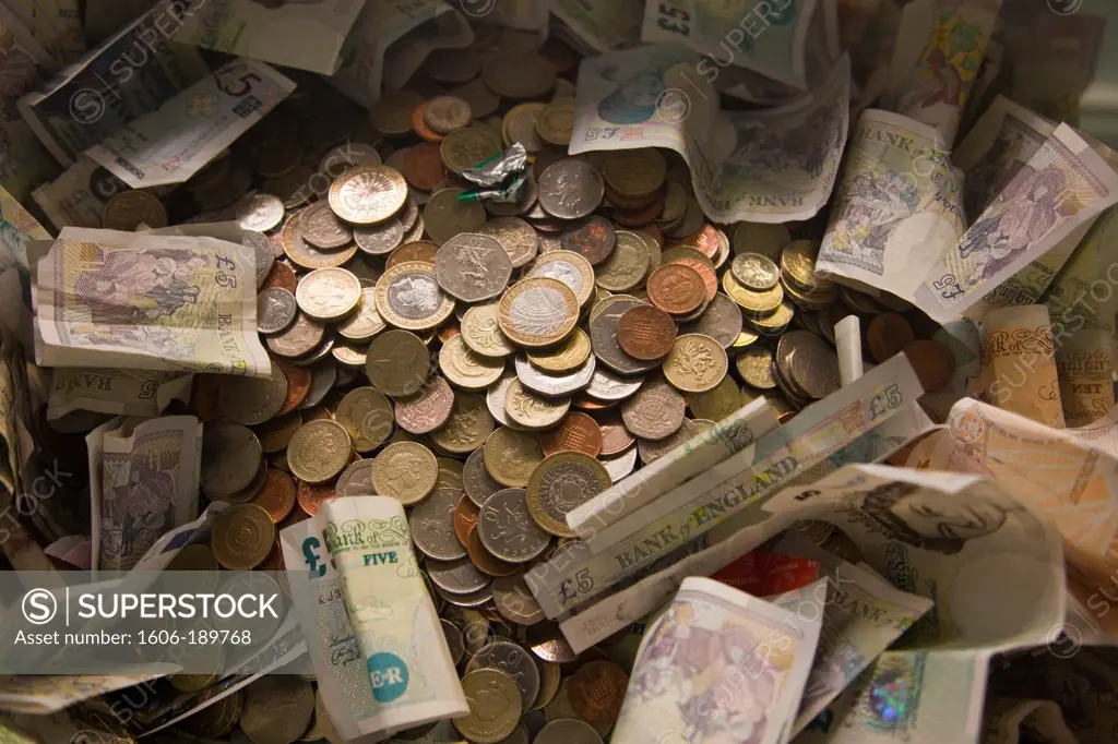 England, London, Southwark, Tate Modern Museum, Money in Donation Box