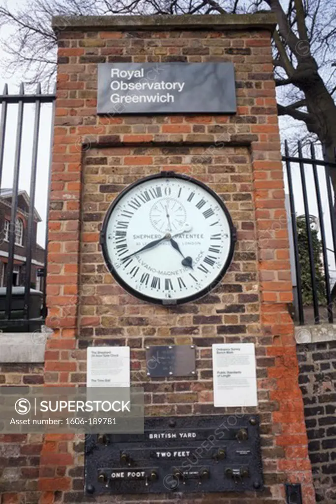England, London, Greenwich, Royal Observatory, Greenwich Mean Time Clock