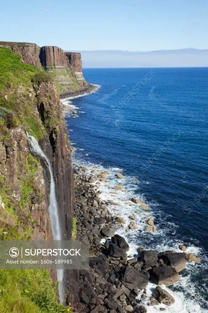 Scotland, Inner Hebrides, Isle of Skye, Mealt Falls and Kilt Rock