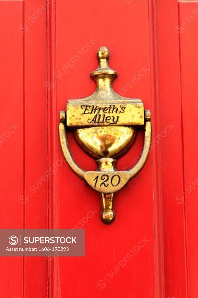 Door knocker,Historic homes at the Elfreth's Alley in Philadelphia,Pennsylvania,United States of America,USA