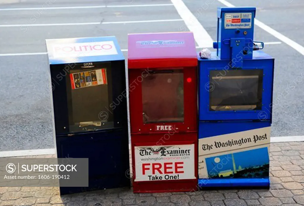 Newspaper stands in Washington DC,United States of America,USA