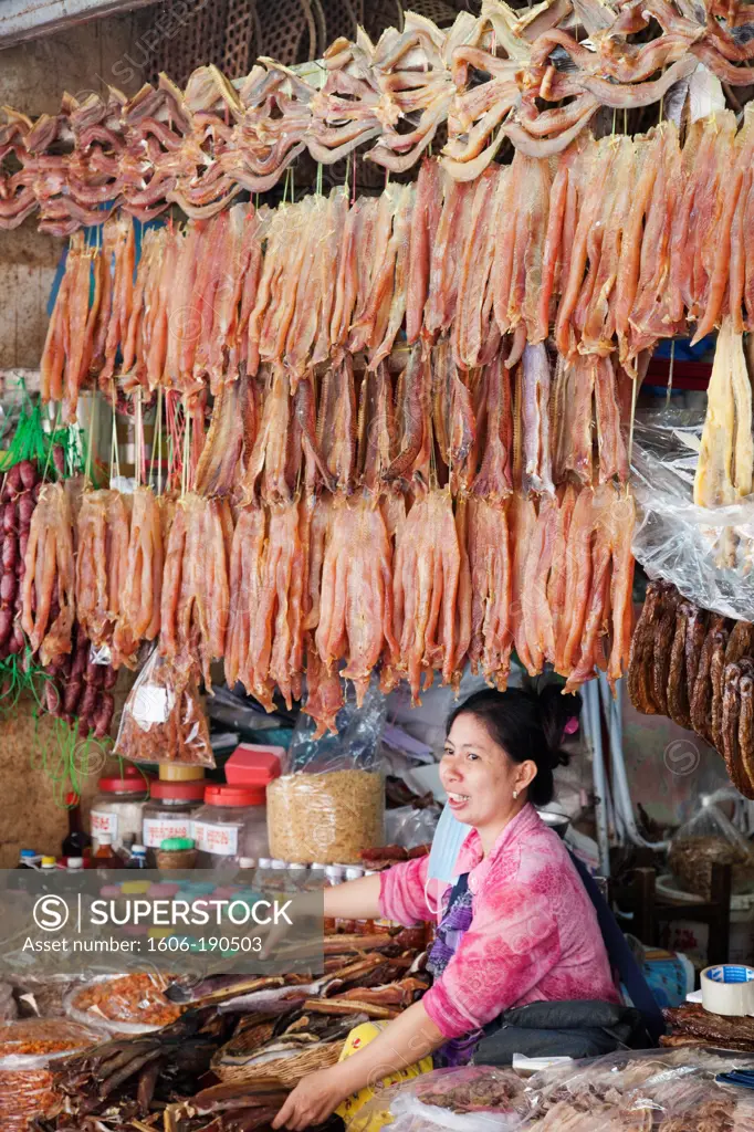 Cambodia, Siem Reap, The Old Market, Dried Meat Stall
