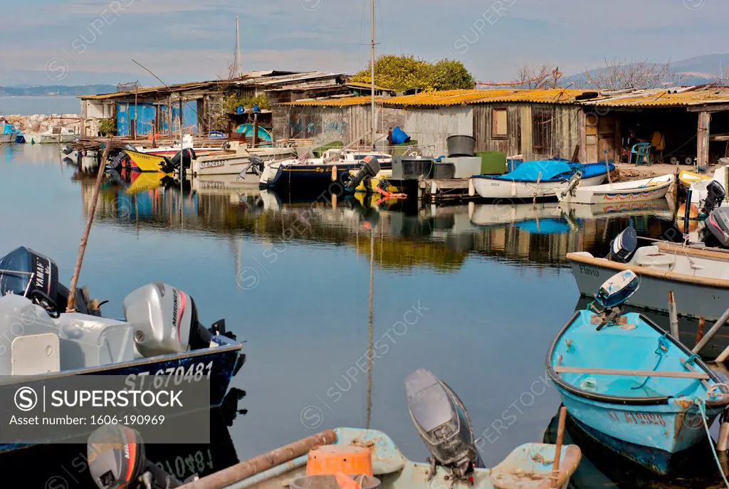 View of Sete fishing harbor in Languedoc Roussillon region, France