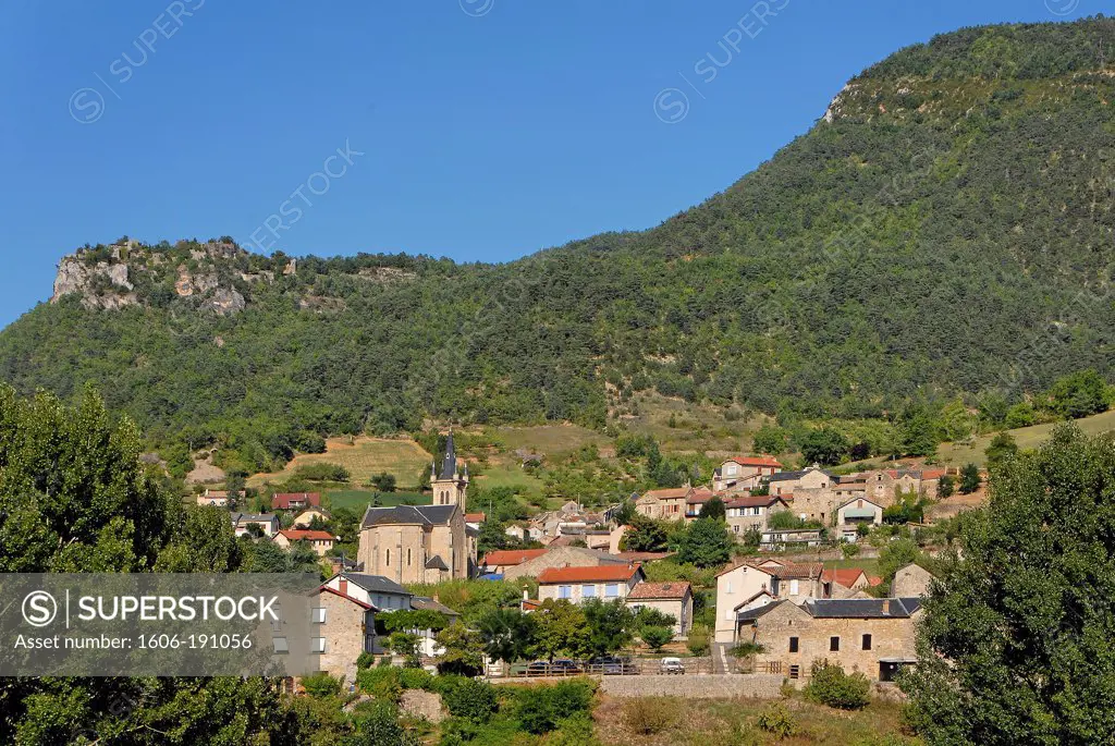 View of La Cresse village in Aveyron region, France
