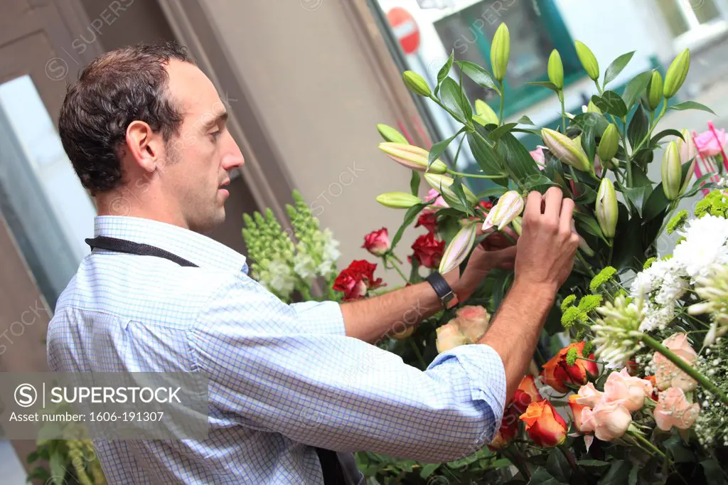 Male florist in his shop