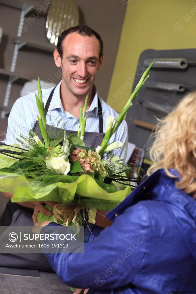 Male florist in his shop