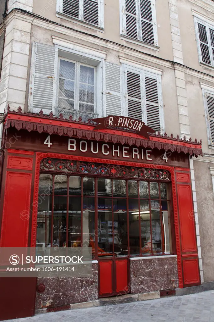 France, Centre val de Loire, Eure et Loir, Chartres, Soleil street, old butcher's shop