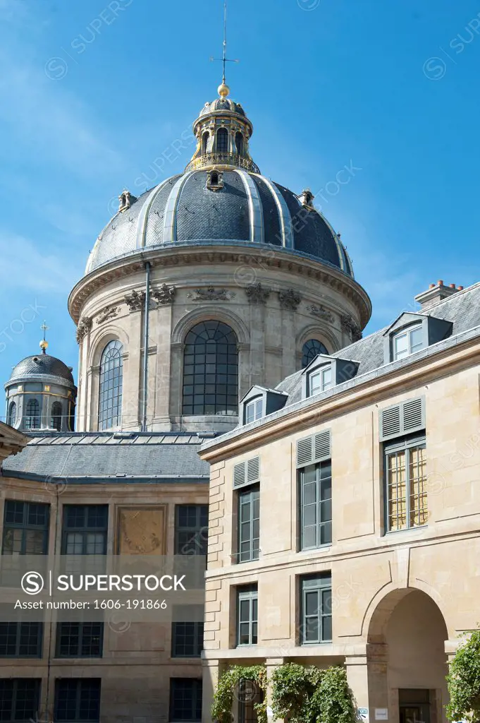 Paris 6th district - The dome of the Institute of France seen by the yard of the Institute