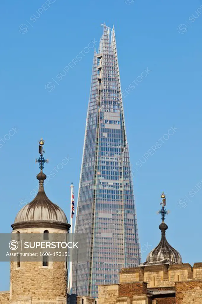 England,London,The Tower of London and The Shard