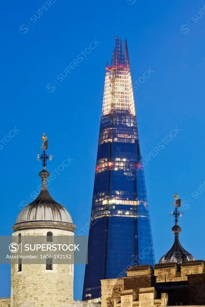 England,London,The Tower of London and The Shard