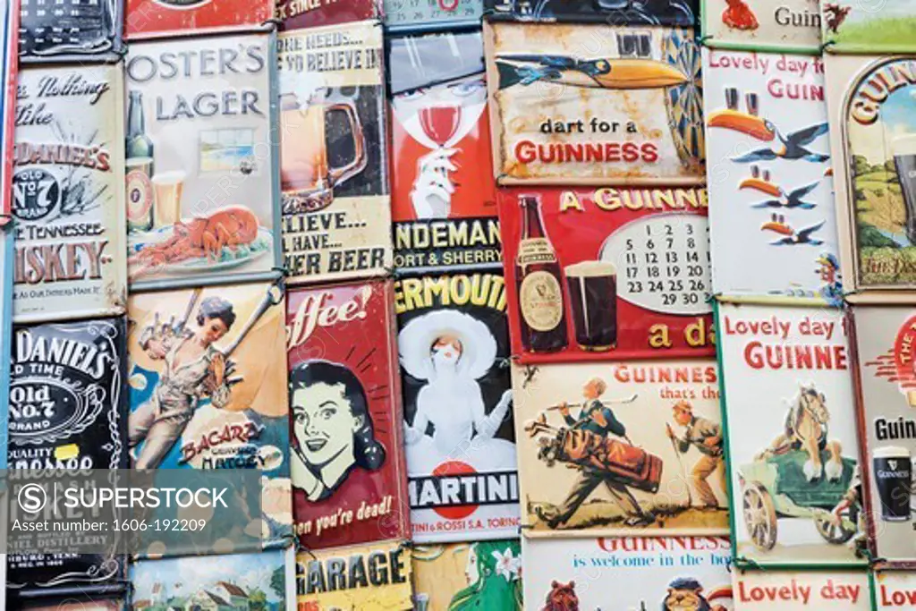 England,London,Nottinghill,Portobello Road,Antique Shop Display,Reproduction Vintage Advertising Posters and Signs