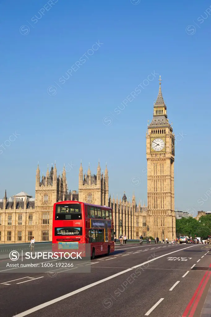 England,London,Westminster,Big Ben and Westminster Bridge