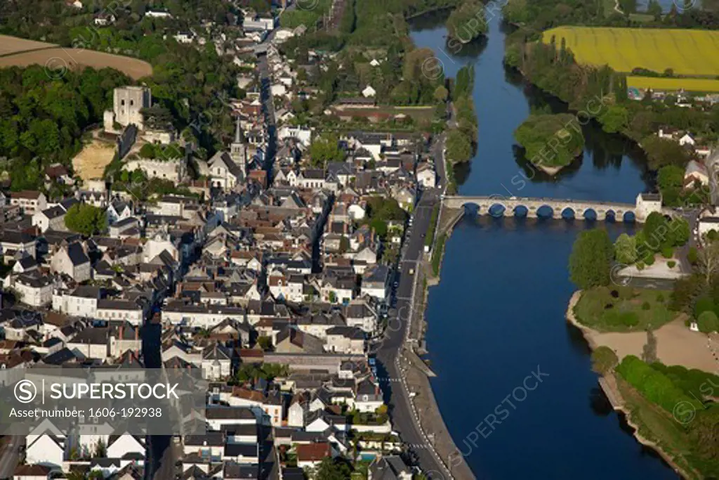 France, Centre, Loir Et Cher, Loire Valley, Montrichard Town, Aerial View