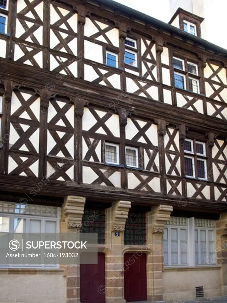 France, Allier Department, Moulins, Half Timbered House In The Historical City Center