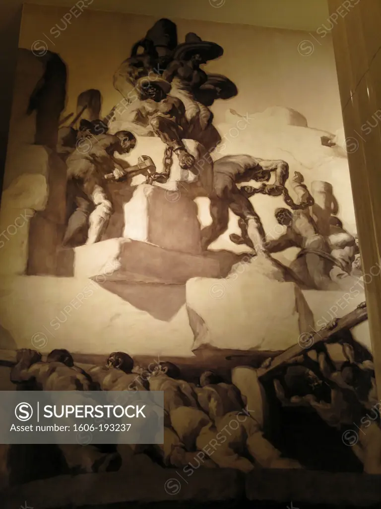 USA, New York City, Painting Of Slavery In The Hall Of The Rockefeller Center