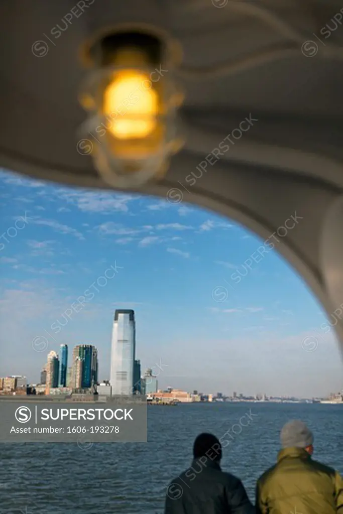 USA, New York City, View Of Ellis Island From A Ferry