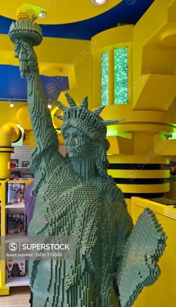 USA, New York City, Manhattan, Toy Shop, Lego Statue Of The Statue Of Liberty