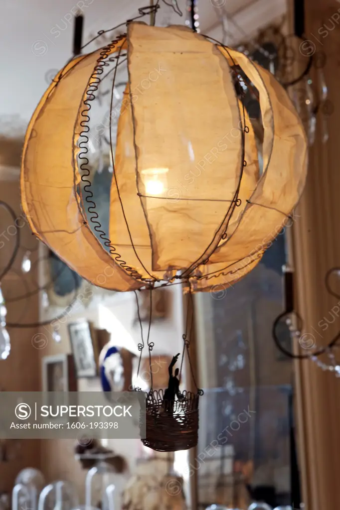 England, London, Hot-Air Balloon Lamp Made Of Iron Wire And  Fabric