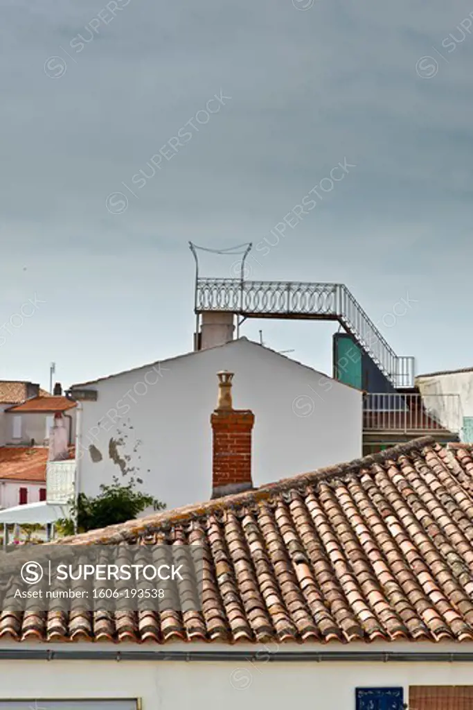France, Charente-Maritime,  Île-D'Aix, View Of The Roofs