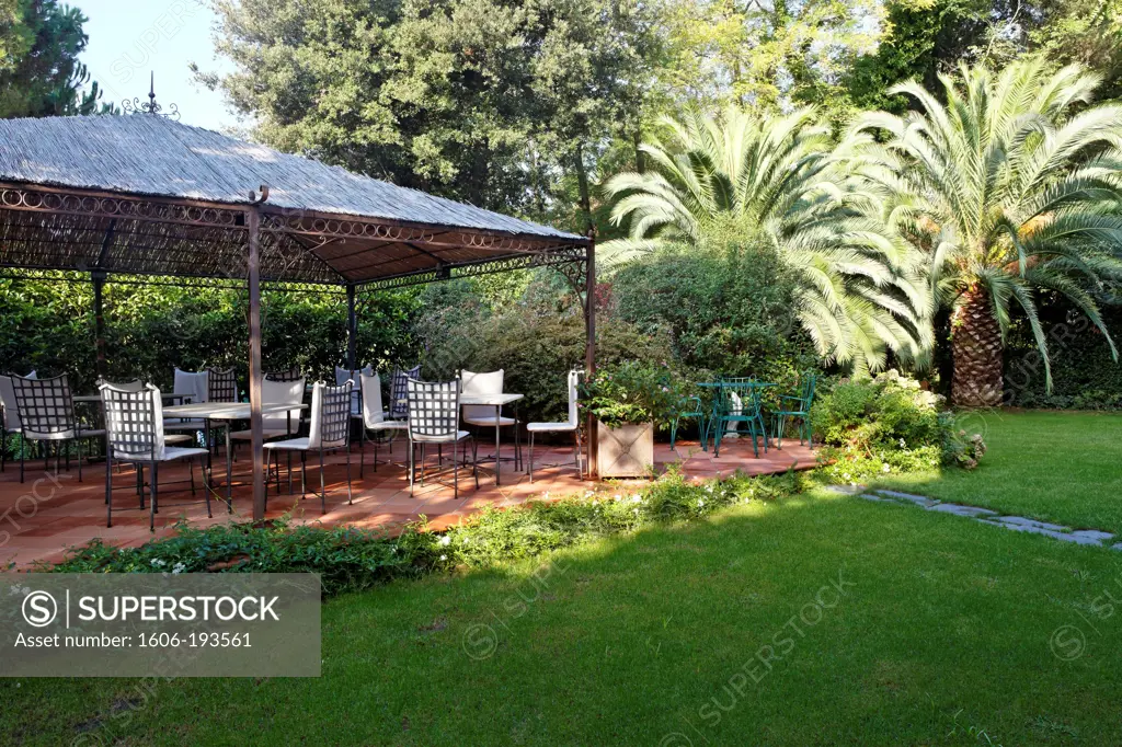 Private Garden, Pergola With Garden Furniture