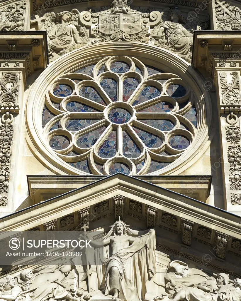 Paris, 5Th District, Church Of St. Etienne Du Mont, Close Up To The Front (Windows)