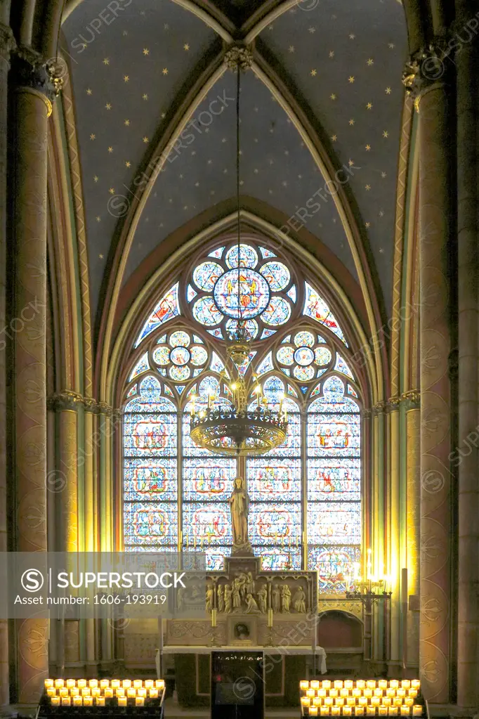 France, Paris, 4Th District, Inside The Cathedral Of Notre-Dame, Chapel Of The Virgin