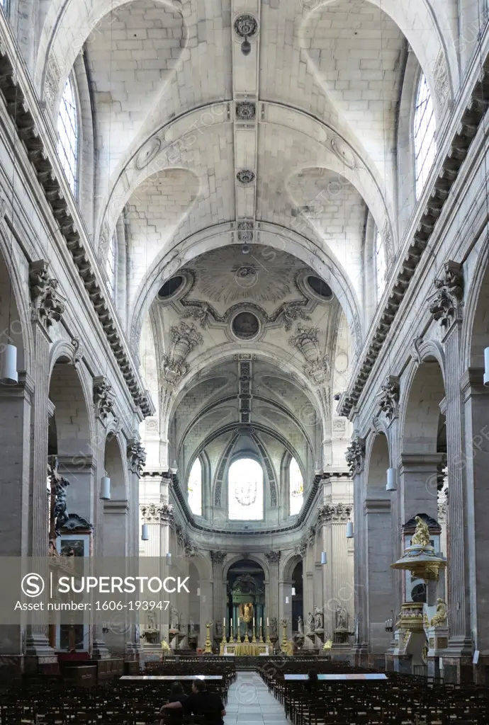 Paris, 6Th Arrondissement, Place Saint Sulpice. Inside The Church Of Saint Sulpice.