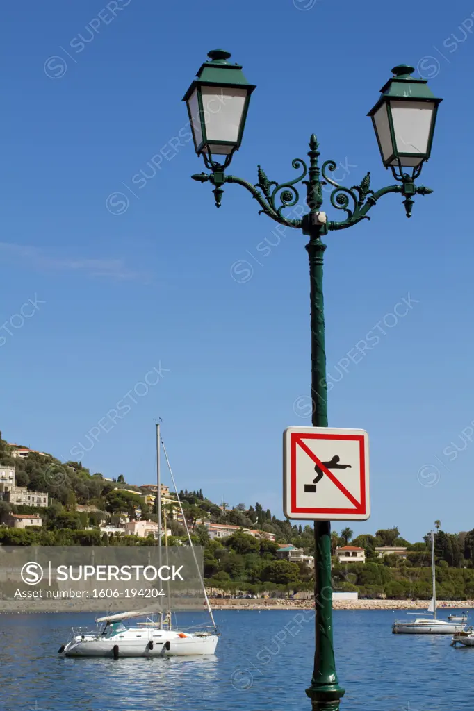 France, French Riviera, Villefranche Sur Mer, No Swimming Panel