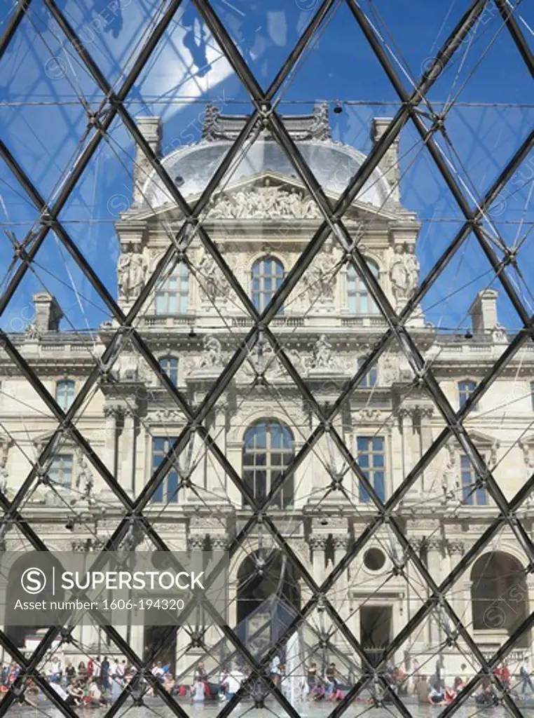 France. Paris. Louvre Museum. Pyramid By The Architect Ieoh Ming Pei