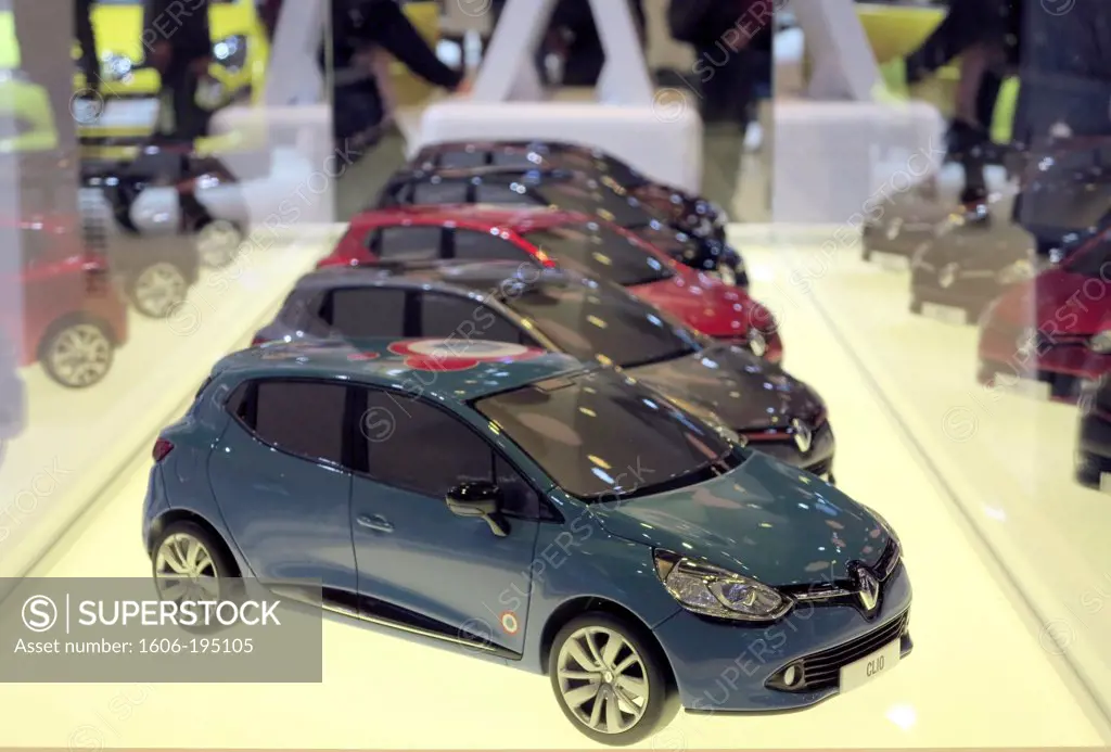 France. Paris. Auto Show 2012. Car, Renault Clio Miniatures.
