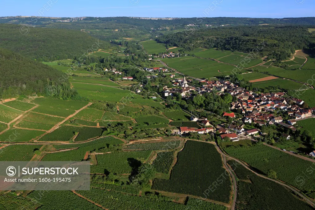 France, Cote-D'Or (21), Auxey-Duresses Village Burgundy Vineyards Aoc Vineyards Of The Cote De Beaune (Aerial Photo),