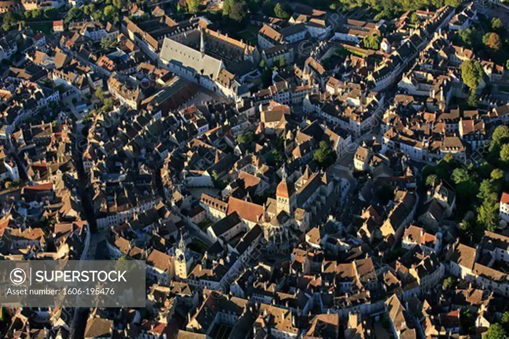 France, Cote-D'Or (21), Beaune, A Town With A Rich Historical And Architectural Heritage, Is Considered The Wine Capital Of Burgundy, The Old City (Aerial Photo)