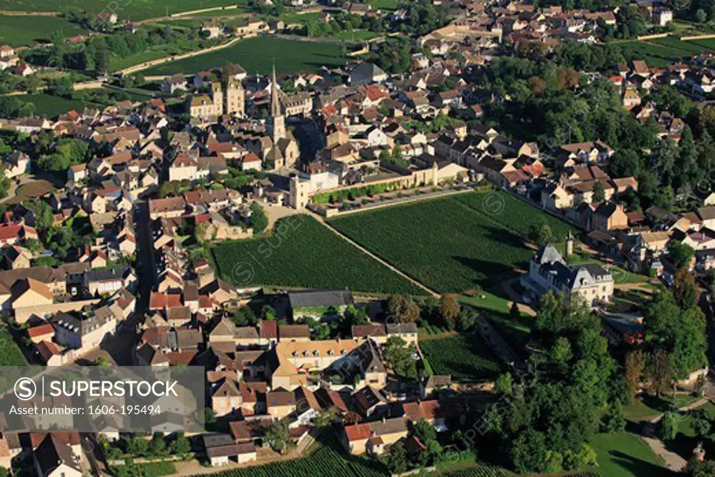 France, Saone-Et-Loire, Meursault, Country Landscapes, Between Meadows And Forest Areas, Towards The South Of Burgundy (Aerial Photo)