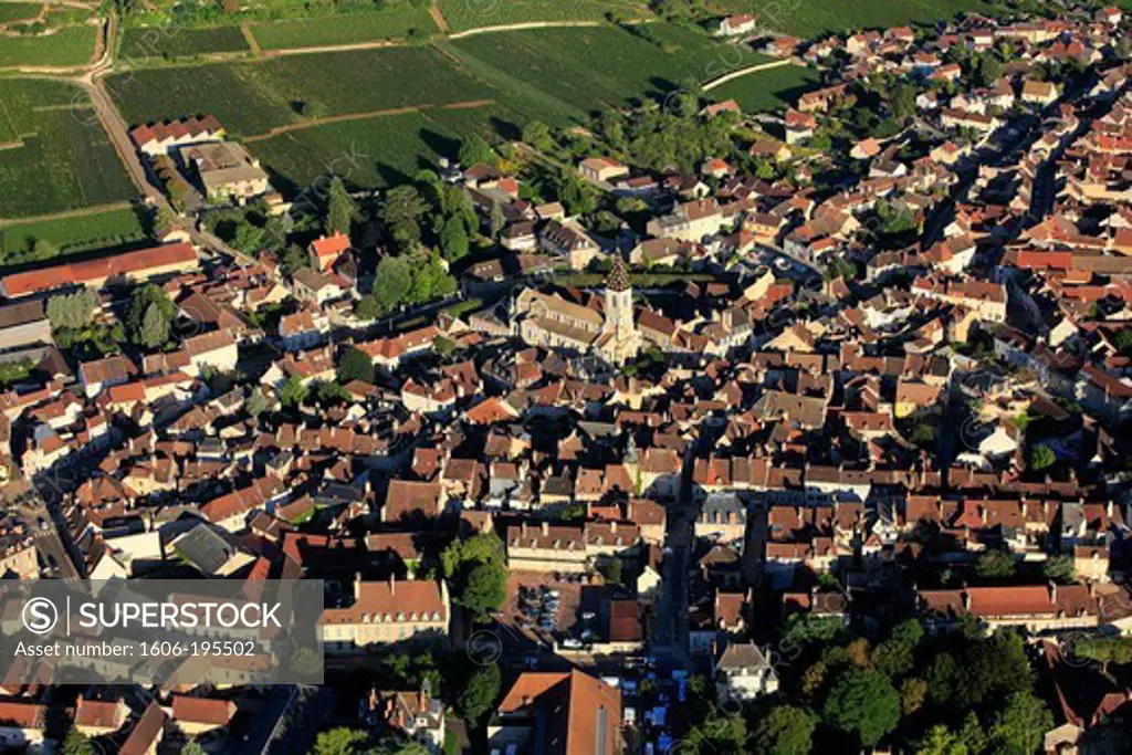 France, Cote-D'Or (21), Nuits-Saint-Georges, Burgundy Vineyard Village Of Nuits-Saint-Georges (Aoc) (Aerial Photo),