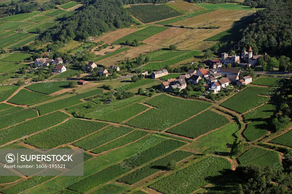 France, Saone-Et-Loire (71), Jambles Wine Village Appellations Included In Givry And Burgundy Chalon-Side Is Dominated By The Castle Charnailles (Fifteenth Century) (Aerial Photo)