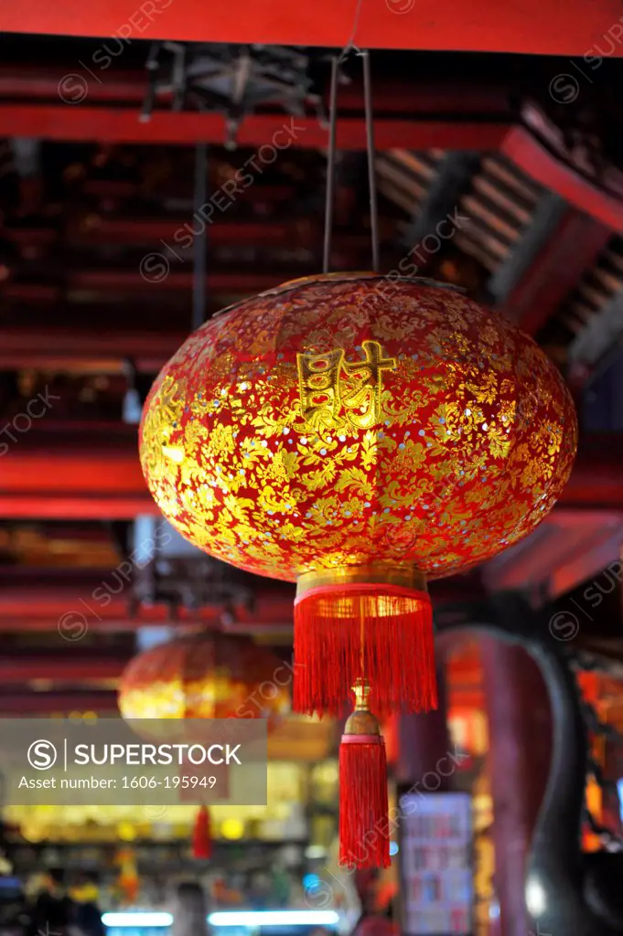 Lanterns Inside The Temple Of Literature In Hanoi, Vietnam, South East Asia, Asia