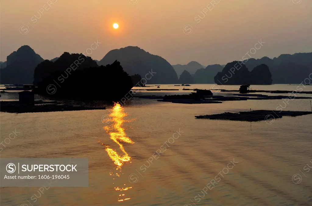 View Of Halong Bay At The Sunset, North Vietnam, Vietnam, South East Asia, Asia