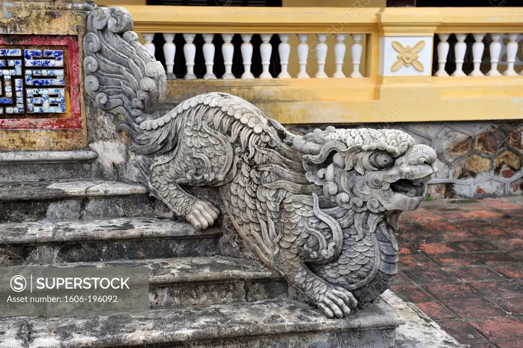Statue On The Exterior Of The Forbidden In Hue'S Citadel, Central Vietnam, Vietnam, South East Asia, Asia