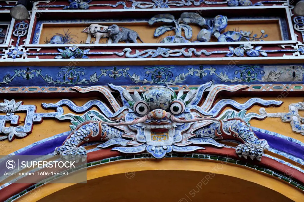 Decorative Doors On The Exterior Of The Forbidden In Hue'S Citadel, Central Vietnam, Vietnam, South East Asia, Asia