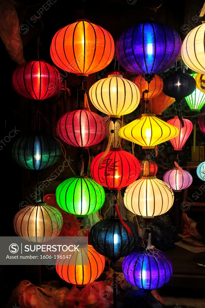 Traditional Silk Hanging Lanterns In Hoi An, Central Vietnam, Vietnam, South East Asia, Asia