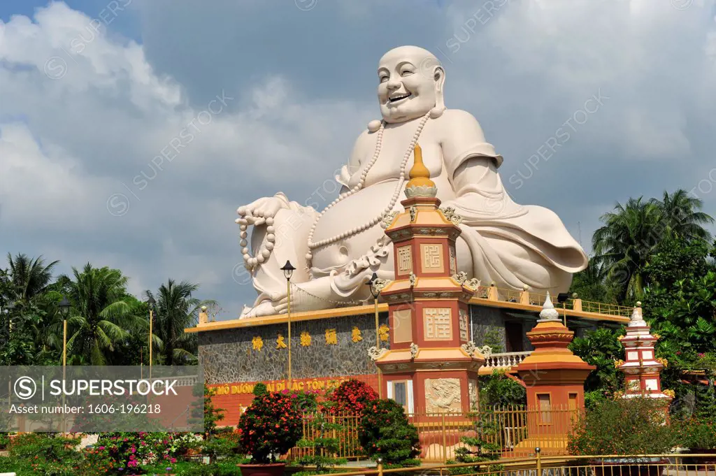 Happy Buddha Statue In Vinh Trang Temple Near My Tho, South Vietnam, Mekong Delta, South East Asia, Asia