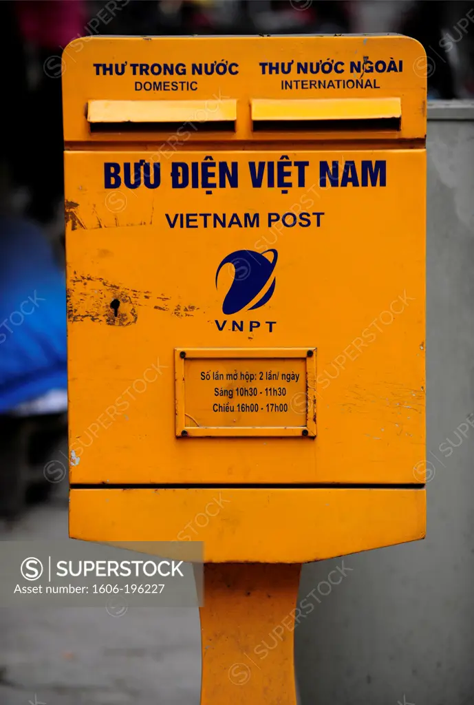 Yellow Postbox, Vietnam, South East Asia, Asia