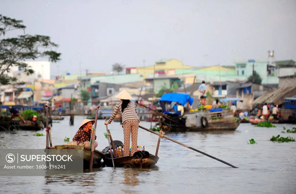 Cai Be Floating Market In Mekong Delta, Vietnam, South East Asia, Asia