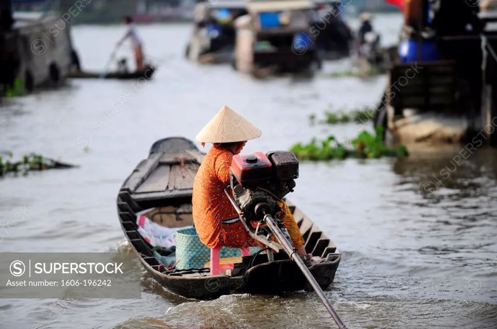 Cai Be Floating Market In Mekong Delta, Vietnam, South East Asia, Asia
