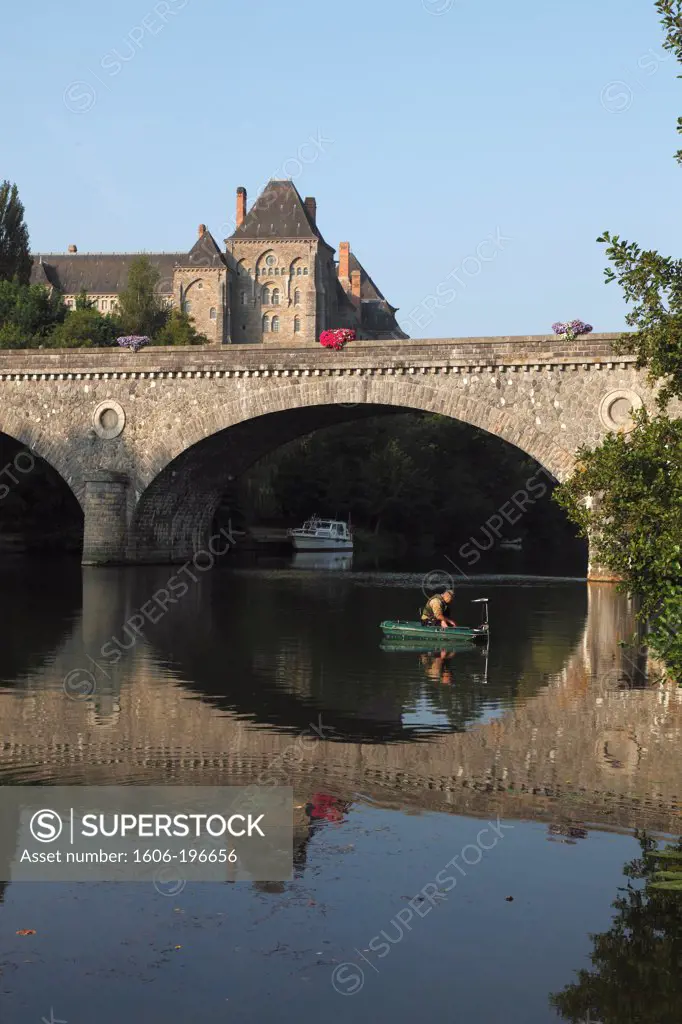France, Pays De La Loire, Sarthe (72), Solesmes Abbey And Sarthe River