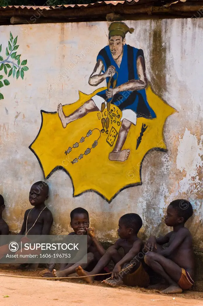 Benin, Mono County, Sahoue-Doutou, Wall Which Represents An Oracle 'Fa', The Traditionnal Healer