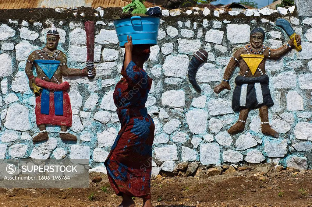 Benin, Collines County, Savalou, Sato Convent, Voodoo Fetishes Sculpted In The Walls