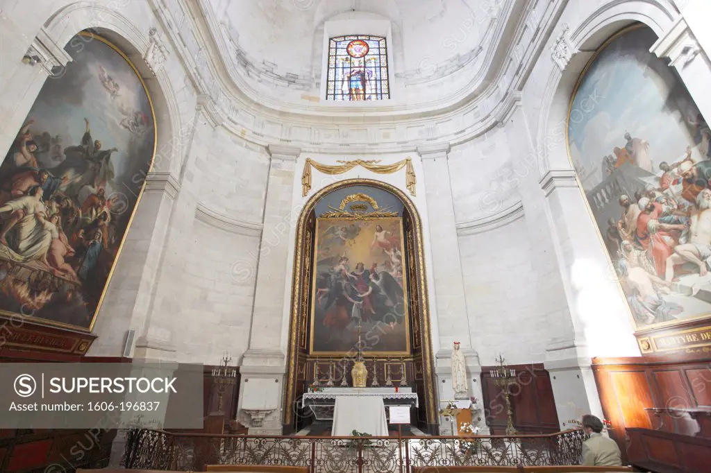 France. Charente Maritime. La Rochelle. The Saint Louis Cathedral. Man Praying In A Chapel.