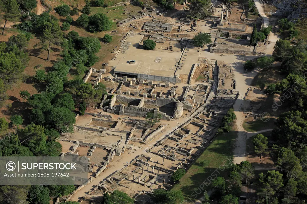 France, Bouches-Du-Rhone (13), Glanum Was An Ancient City Of The Roman Empire Located In The Commune Of Saint-Remy-De-Provence Class Site Historic Monuments (Aerial Photo)
